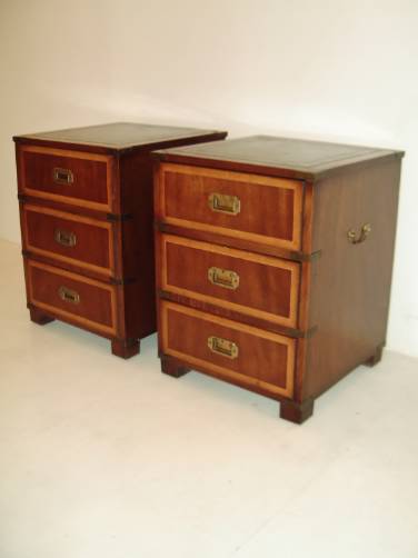 Antique Campaign bedside cabinets, 1940`s ca, English